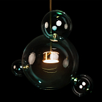 Подвесной светильник с прозрачными бирюзовыми стеклянными шарами и золотыми деталями Диаметр 43 Giopato & Coombes варинант исполнения - 6 | Loft Concept в Самаре