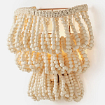 Настенный светильник с подвесками из деревянных бусин молочного цвета Wooden Beads Wall Lamp варинант исполнения - 3 | Loft Concept в Самаре