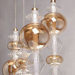 Люстра с плафонами из прозрачного и янтарного стекла в виде шаров и ромбов Gabriel Scott Luna варинант исполнения - 7 | Loft Concept в Самаре
