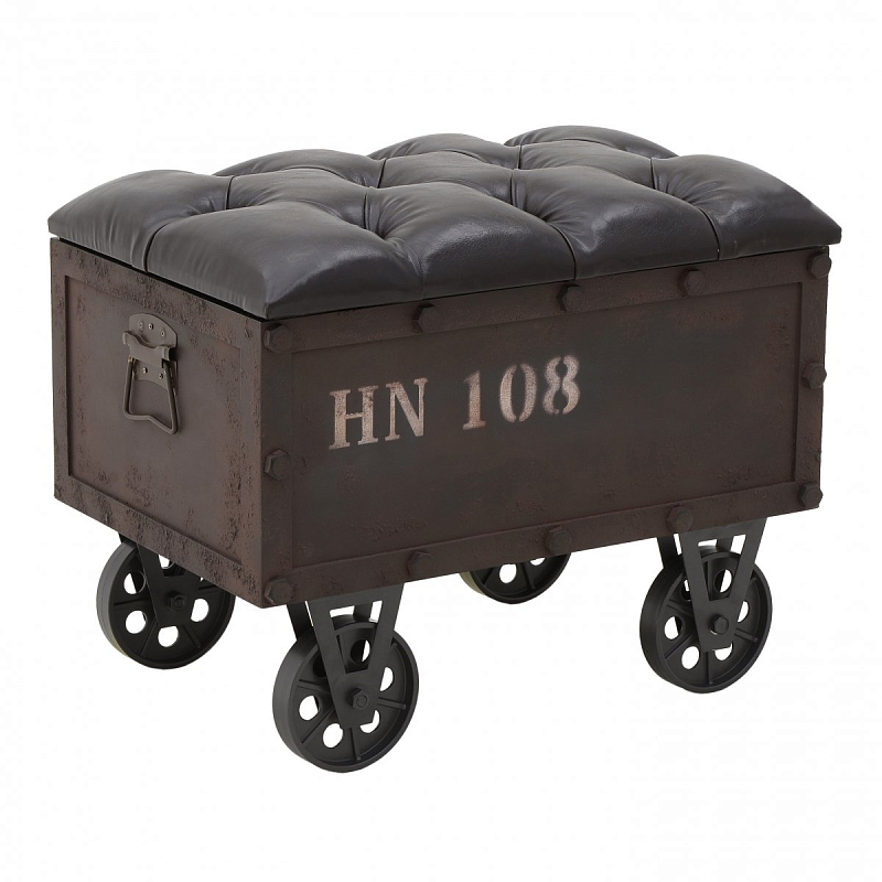 Пуф-бокс Loft Industrial Wheel Коричневый Черный Пуф-бокс Loft Industrial Wheel Коричневый Черный в Самаре | Loft Concept