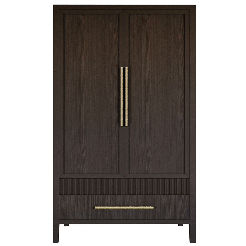 Шкаф платяной Primo с выдвижными ящиками шпон Темный орех Темный дуб Золотой в Самаре | Loft Concept 