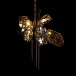 Люстра подвесная со стеклянными плафонами из дымчатого и золотистого с тремя вертикальными подвесками Gilded Mirage  варинант исполнения - 4 | Loft Concept в Самаре