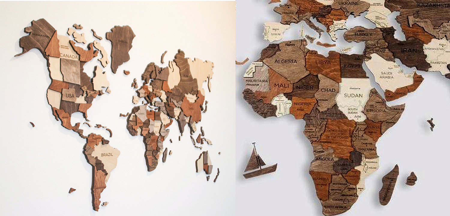 Аксессуар на стену Wooden World Map Аксессуар на стену Wooden World Map - Loft-Concept в Самаре