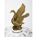 Конфетница из прозрачного рельефного стекла с ручками в виде стрекоз и фигуркой лебедя Eden Garden варинант исполнения - 3 | Loft Concept в Самаре