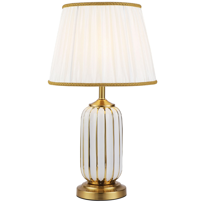 Настольная лампа с абажуром Terenzio White Table Lamp Белый Золотой Настольная лампа с абажуром Terenzio White Table Lamp Белый Золотой в Самаре | Loft Concept