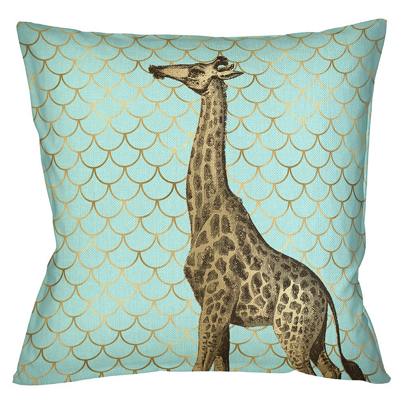 Подушка Safari light blue giraffe Бирюзовый Глянцевое золото Подушка Safari light blue giraffe Бирюзовый Глянцевое золото в Самаре | Loft Concept