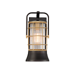 Настенный фонарь цилиндрической формы с рифленым стеклом в золотом каркасе на черном прямоугольном основании Eurofase варинант исполнения - 12 | Loft Concept в Самаре