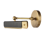 Светильник для картин цвет винтажная латунь с прямоугольным плафоном из кожи черного цвета Alora варинант исполнения - 2 | Loft Concept в Самаре