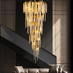 Люстра многоярусная с каркасом из металла и прозрачными подвесками FAIRYTREE Light варинант исполнения - 3 | Loft Concept в Самаре