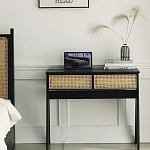 Дизайнерский письменный стол матово-чёрного цвета с 2-мя плетеными ящиками Glade Desk варинант исполнения - 2 | Loft Concept в Самаре