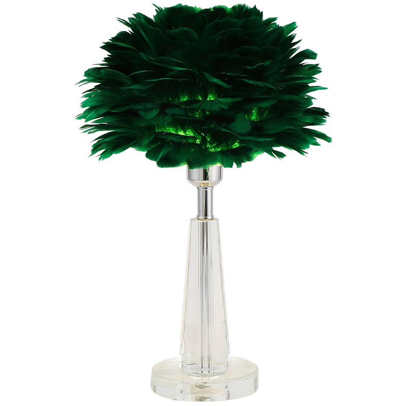 Настольная лампа с перьями Plumage Green Table Lamp Зеленый Прозрачный Хром Настольная лампа с перьями Plumage Green Table Lamp Зеленый Прозрачный Хром в Самаре | Loft Concept