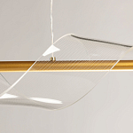 Люстра линейная золотистого цвета с двумя прозрачными волнистыми элементами Wave Line варинант исполнения - 9 | Loft Concept в Самаре