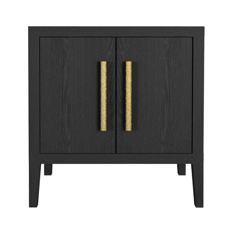 Тумбочка Primo с дверцами шпон Черный дуб Черный Золотой в Самаре | Loft Concept 