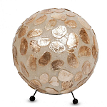 Настольная лампа из перламутра на металлическом каркасе Indonesian Circle варинант исполнения - 3 | Loft Concept в Самаре