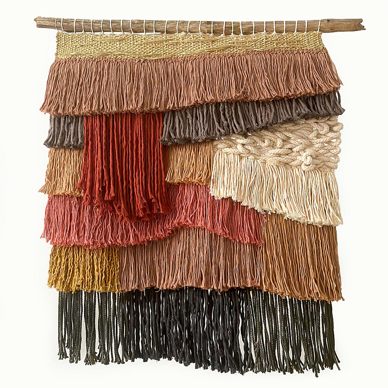 Текстильное Панно с бахромой Бежевый Терракотовый в Самаре | Loft Concept 