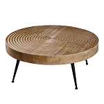 Журнальный столик с круглой фактурной столешницей из натурального дерева Vortex варинант исполнения - 1 | Loft Concept в Самаре