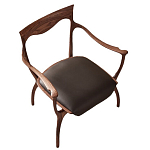 Стул деревянный с мягким сиденьем из коричневой натуральной кожи Moon Walnut Furniture варинант исполнения - 13 | Loft Concept в Самаре