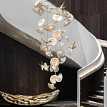 Люстра каскадная из белых цветов каллы и птичек Refined Taste of Light варинант исполнения - 2 | Loft Concept в Самаре