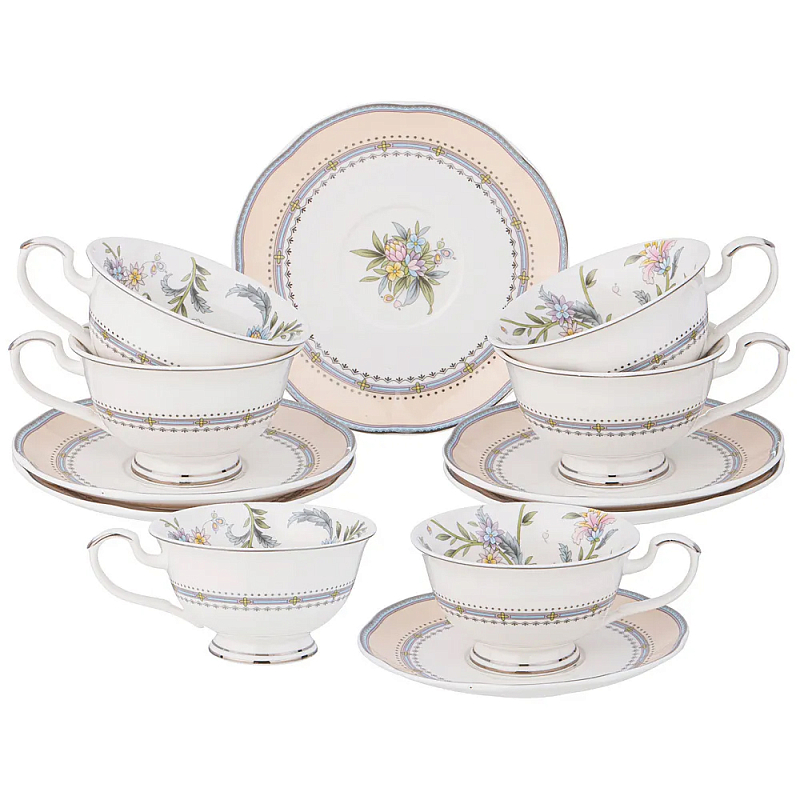 Чайный сервиз из фарфора на 6 персон 12 предметов Tea Flower Set Мульти в Самаре | Loft Concept 