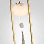 Торшер с шарообразным плафоном из белого стекла с подвеской из камня и длинной кисточкой Agatelle варинант исполнения - 4 | Loft Concept в Самаре