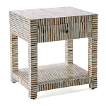 Тумбочка прикроватная Vancouver Bone Inlay Bedside Beige варинант исполнения - 1 | Loft Concept в Самаре