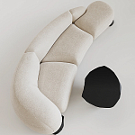 Диван Cannes трехместный с обивкой букле молочного цвета варинант исполнения - 1 | Loft Concept в Самаре