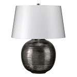 Настольная лампа с круглым фарфоровым основанием ручной работы с покрытием глазурью и белым абажуром из искусственного шелка Elstead Lighting варинант исполнения - 1 | Loft Concept в Самаре