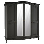 Шкаф черный четырехдверный из массива бука с зеркалами Black Provence варинант исполнения - 1 | Loft Concept в Самаре