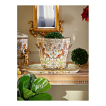 Кашпо с растительным и животным орнаментом на бронзовых ножках Turquoise Blooming Garden варинант исполнения - 5 | Loft Concept в Самаре