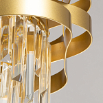 Люстра цвета матового золота с металлическими лентами и длинными прозрачными подвесками Gilded Waves варинант исполнения - 9 | Loft Concept в Самаре