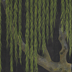 Обои ручная роспись Willow Original colourway on Edo Night painted silk варинант исполнения - 1 | Loft Concept в Самаре