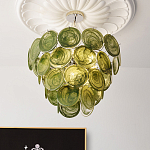Люстра из зеленых стеклянных дисков с перламутровым эффектом Green Glowing Glaze варинант исполнения - 4 | Loft Concept в Самаре