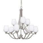 Люстра двухъярусная с белыми матовыми стеклянными плафонами в форме винных бокалов Feiss варинант исполнения - 1 | Loft Concept в Самаре