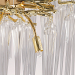 Люстра золотого цвета с декоративными ветками и длинными прозрачными стеклянными подвесами в форме сосулек Droplet Chandelier варинант исполнения - 9 | Loft Concept в Самаре