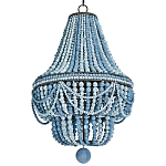 Люстра каплевидной формы украшенная круглыми бусинами синяя Blue Wooden Beads Chandelier варинант исполнения - 2 | Loft Concept в Самаре