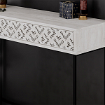 Консоль напольная пыльного белого цвета с выдвижным ящиком с резным орнаментом HEATON CONSOLE OAK варинант исполнения - 4 | Loft Concept в Самаре