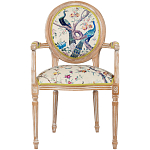 Полукресло из массива бука бежевое с изображением птиц и цветов Beige Green Chinoiserie Garden Chair варинант исполнения - 1 | Loft Concept в Самаре