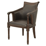 Кресло кожаное на 4-х деревянных ножках из массива березы Ethan Armchair brown варинант исполнения - 3 | Loft Concept в Самаре