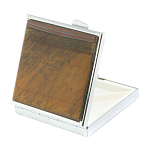 Таблетница карманная квадратная с 4-мя отделениями с зеркалом и накладкой из натурального камня Тигровый глаз Silver Stone Pillboxes варинант исполнения - 2 | Loft Concept в Самаре