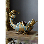 Чаша голубого цвета с оранментом и и бронзовыми фигурами леопардов Eden Garden варинант исполнения - 6 | Loft Concept в Самаре