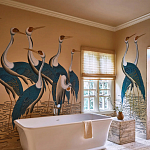 Обои ручная роспись Sarus Cranes Colourway SC-208 on Raw Silk dyed silk варинант исполнения - 1 | Loft Concept в Самаре