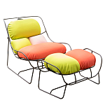 Дизайнерское разноцветное кресло на металлическом каркасе с подставкой для ног Poltronova Plasma Armchair варинант исполнения - 2 | Loft Concept в Самаре