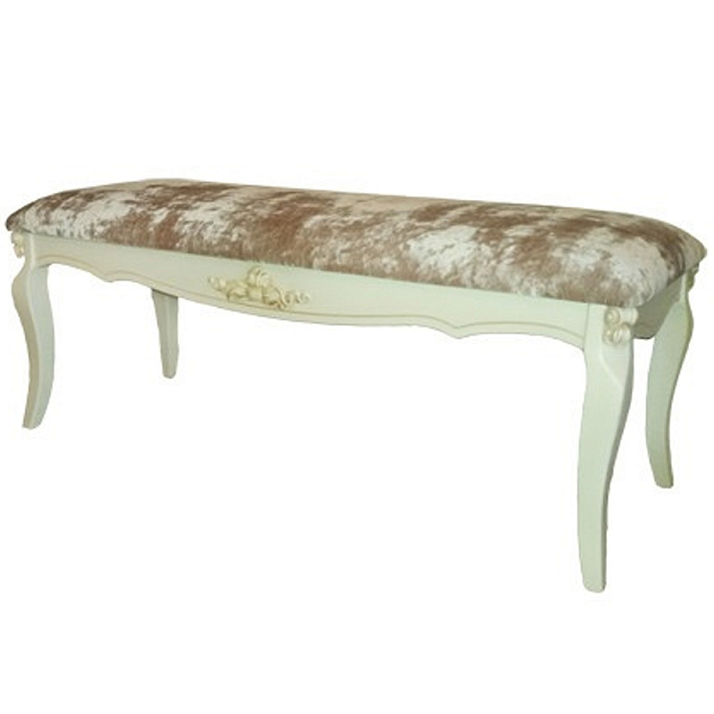 Банкетка велюр в стиле прованс Blaise French Seating Banquette Бежевый Коричневый в Самаре | Loft Concept 