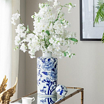 Ваза цилиндрической формы с крышкой и синим цветочным узором на белом фоне Blue & White Ornament варинант исполнения - 5 | Loft Concept в Самаре