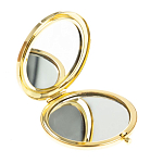 Зеркало карманное круглое двухстороннее из натурального камня Содалит в подарочной упаковке Gold Stone Mirrors варинант исполнения - 2 | Loft Concept в Самаре