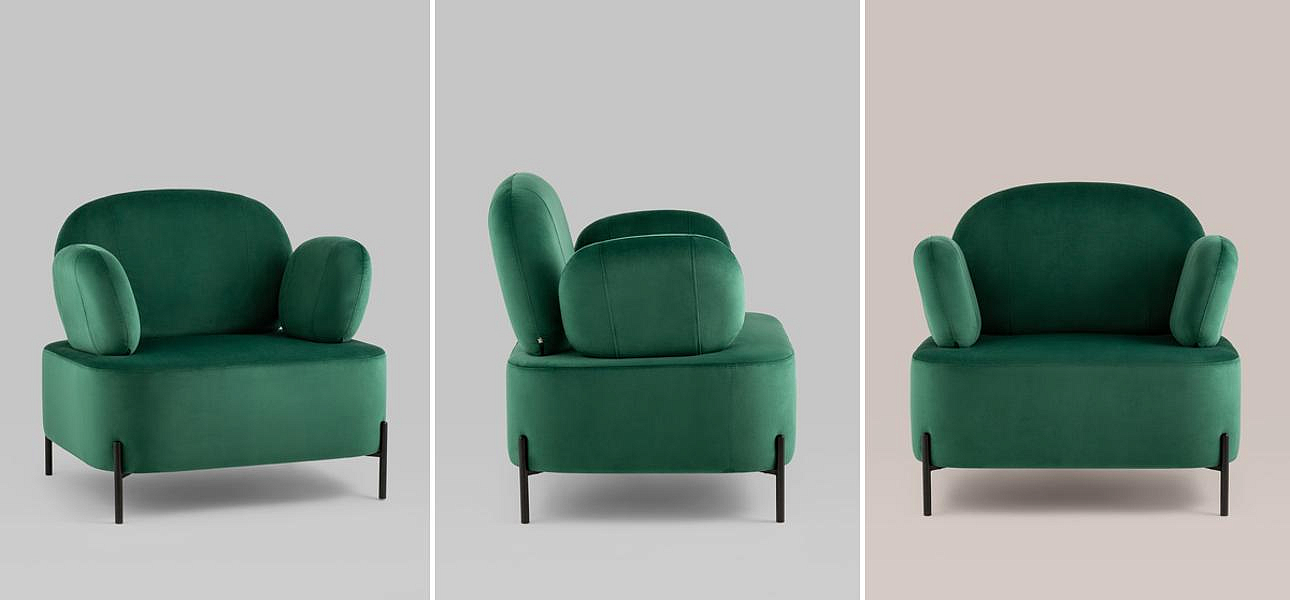 Кресло Color Block изумрудный велюр Кресло Color Block изумрудный велюр - Loft-Concept в Самаре