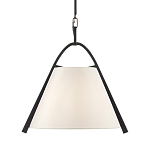 Подвесной светильник в форме конуса с белым тканевым абажуром и чёрным каркасом Stylish Solution варинант исполнения - 1 | Loft Concept в Самаре