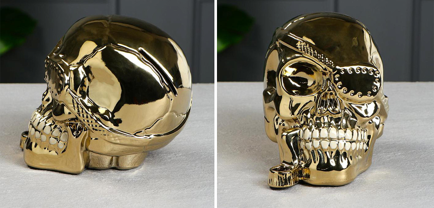 Статуэтка Golden Skull with Pipe Статуэтка Golden Skull with Pipe - Loft-Concept в Самаре
