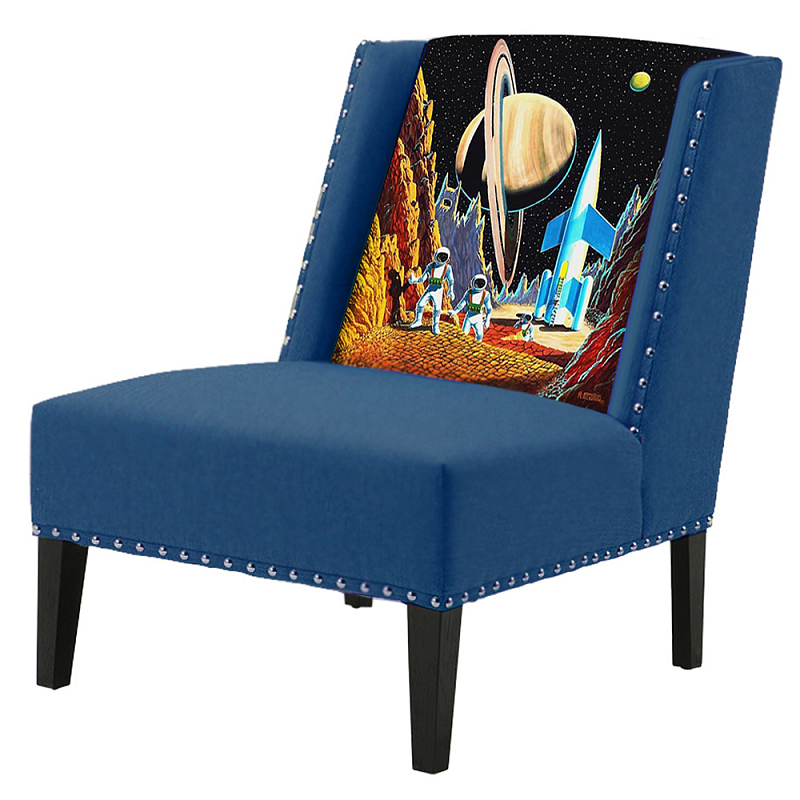 FUN Armchair Retro Futurism Dark blue Дизайнерское кресло с цветным принтом Сапфирово-синий в Самаре | Loft Concept 